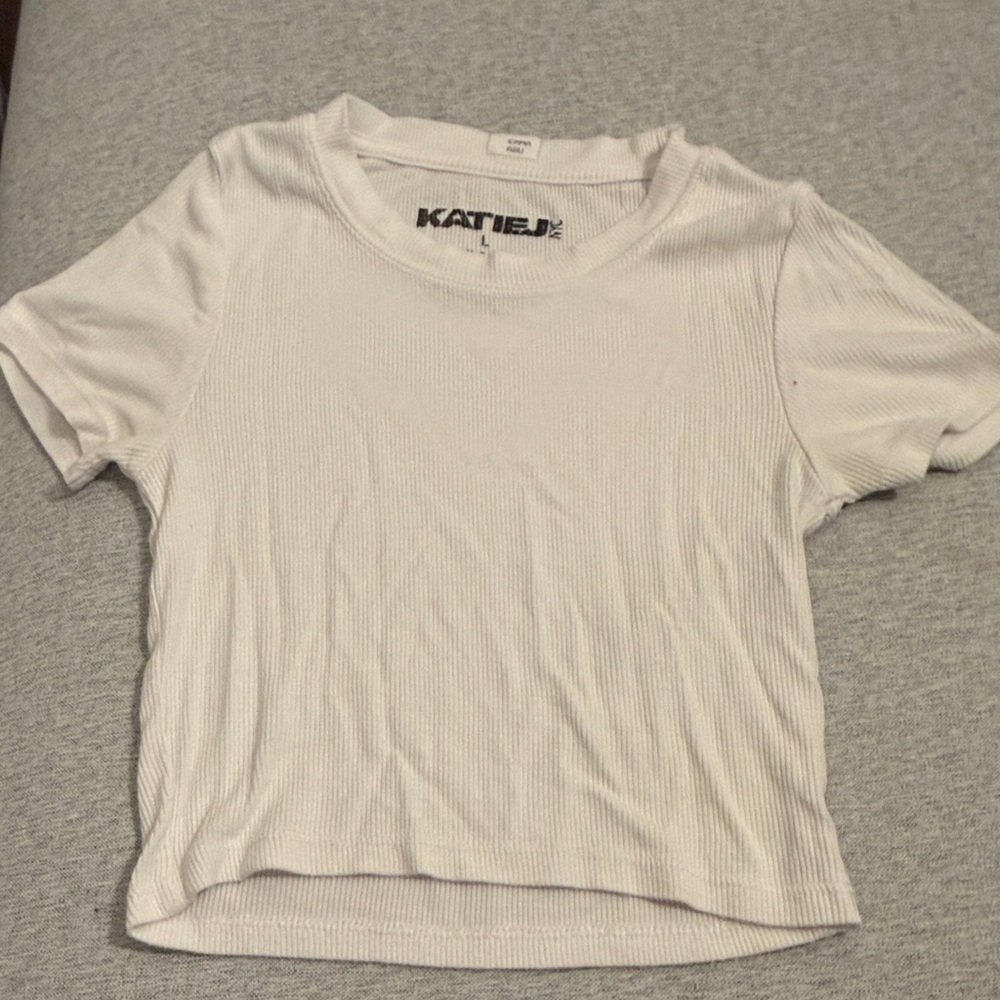Katie J NYC White Ribbed Top